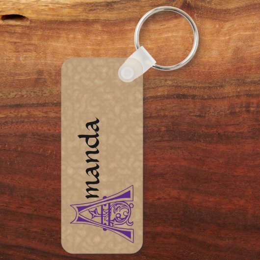 Porte-clés Rectangular Botanical Decorative Capital A (Verso)