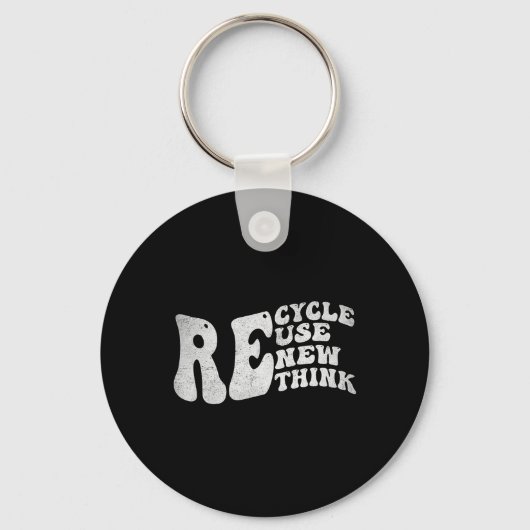 Porte-clés Recycler Réutiliser Réutiliser Repenser Retro Jour (Recto)