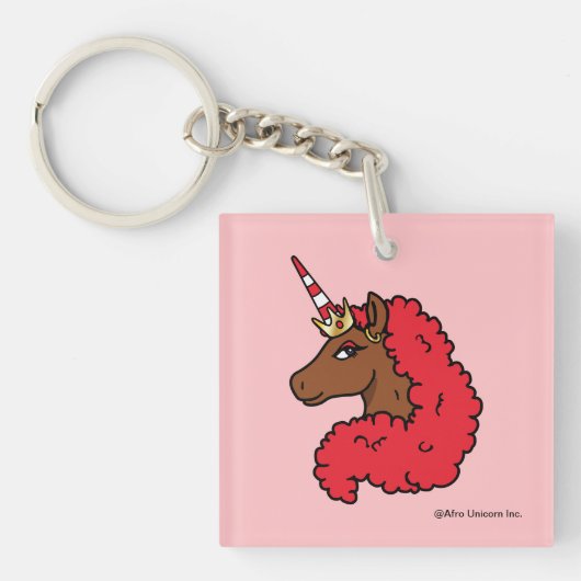 Porte-clés Red Afro Unicorn (Devant)