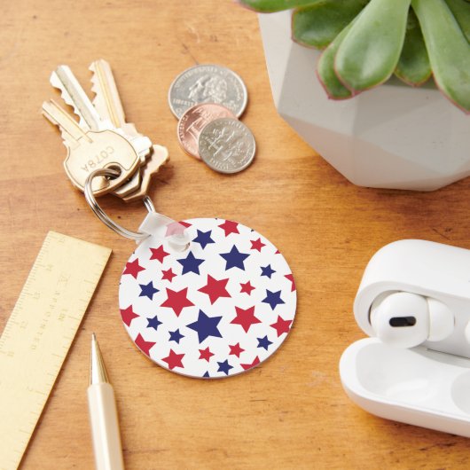 Porte-clés Red and Blue Stars, 4th of July, White Background (Bureau)