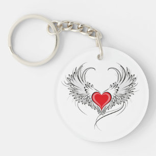 Porte-clés Red Angel Coeur avec ailes