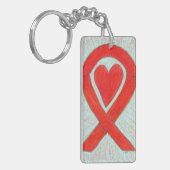 Porte-clés Red Awareness Ruban Heart Custom Art Porte - clé (Devant gauche)