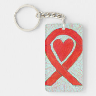 Porte-clés Red Awareness Ruban Heart Custom Art Porte - clé