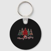 Porte-clés Red Black Green Buffalo Plaid Merry Christmas Tree (Recto)