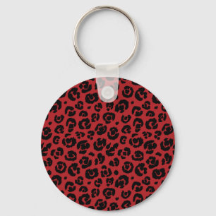 Porte-clés Red Black Leopard Print