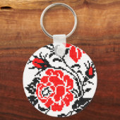 Porte-clés Red & Black Rose cross-stitch Russian Pattern (Recto)