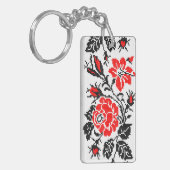 Porte-clés Red & Black Rose cross-stitch Russian Pattern (Devant gauche)