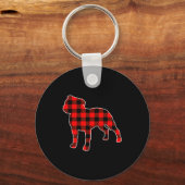 Porte-clés Red Buffalo Plaid Pajama Staffy Christmas Dog Love (Recto)