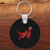 Porte-clés Red Buffalo Plaid Santa Irish Setter Dog Christmas (Recto)