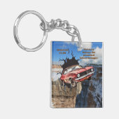 Porte-clés Red Camaro Mountain Cliff Écriture chrétienne (Devant gauche)