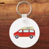 Porte-clés Red Camper Van High Top Mobile Freedom (Recto)