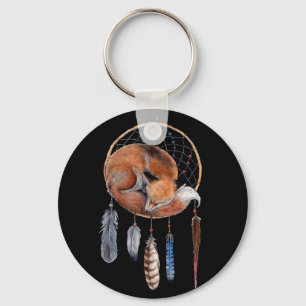 Porte-clés Red Fox dormant sur Dreamcatcher