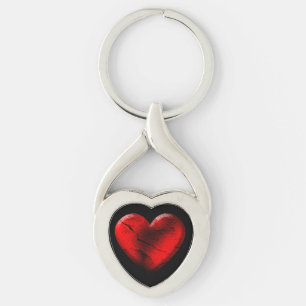 Porte-clés Red Goth Heart Keychain