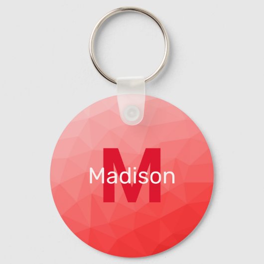 Porte-clés Red gradient geometric mesh pattern Monogram (Recto)