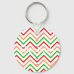 Porte-clés Red Green Orange Chevron Nom personnalisé