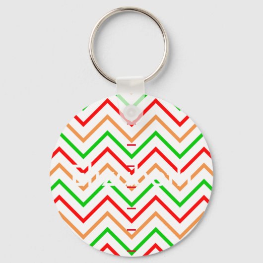 Porte-clés Red Green Orange Chevron Nom personnalisé (Recto)