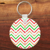 Porte-clés Red Green Orange Chevron Nom personnalisé (Recto)