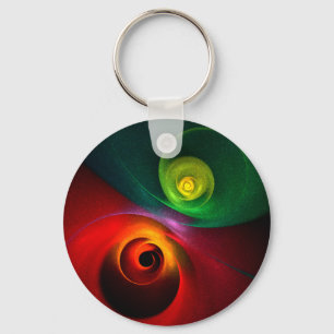 Porte-clés Red Green Yin Yang Moderne Motif d'art Abstrait #2