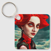 Porte-clés Red Head Poppy Flower Lady imaginaire art (Recto)