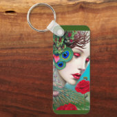 Porte-clés Red Lips et Rose Peacock Abstrait (Recto)