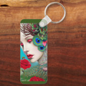 Porte-clés Red Lips et Rose Peacock Abstrait (Verso)