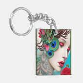 Porte-clés Red Lips et Rose Peacock Abstrait (Devant gauche)