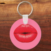 Porte-clés Red Lipstick big pop art lips on girly pink (Recto)
