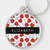 Porte-clés Red Lollipops, Heart Lollipops, Lolly, Your Name (Devant)
