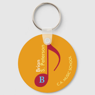 Porte-clés red on yellow musical note with name