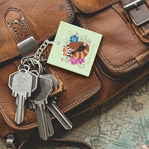 Porte-clés Red Panda Lotus Fleurs Henné Logo d'entreprise