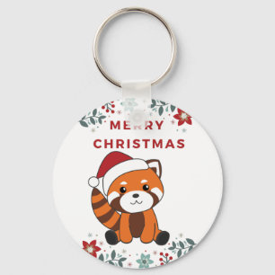 Porte-clés Red Panda Noël Neige Hiver Animaux Pandas Clé