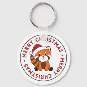 Porte-clés Red Panda Noël Neige Hiver Animaux Pandas Clé