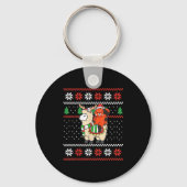 Porte-clés Red Panda Ugly Christmas Sweater Reindeer Llama Ri (Recto)