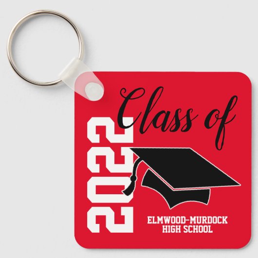 Porte-clés Red Personalized High School Graduation Favors  (Recto)