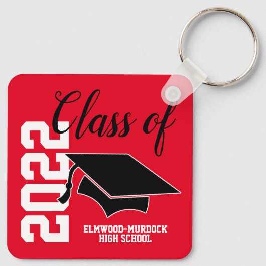 Porte-clés Red Personalized High School Graduation Favors  (Dos)