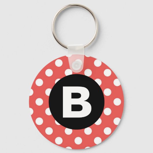 Porte-clés Red Polka Dot Pattern Black Monogram (Recto)