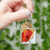 Porte-clés Red Poppies aquarelle art floral moderne (main)