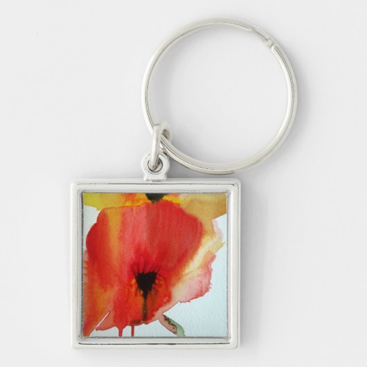 Porte-clés Red Poppies aquarelle art floral moderne (Devant)