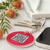 Porte-clés Red QR Code Key Ring Social Media Custom (Devant Droit)