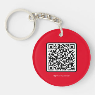 Porte-clés Red QR Code Key Ring Social Media Custom