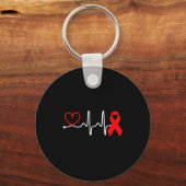 Porte-clés Red Ribbon Heartbeat Design For Heart Disease Awar (Recto)