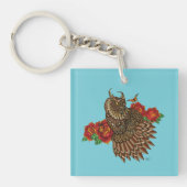 Porte-clés Red Roses Owl code QR bleu (Devant)