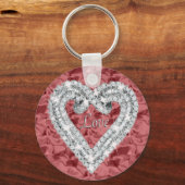 Porte-clés Red Round Love Diamond Heart Keychain (Recto)