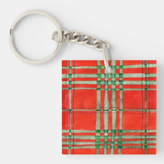 Porte-clés RED SCOTT TARTAN Carré acrylique Porte - clé (Devant)