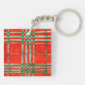 Porte-clés RED SCOTT TARTAN Carré acrylique Porte - clé (Dos)