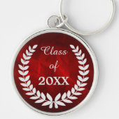 Porte-clés Red Silver Laurel Wreath Graduation (Devant)
