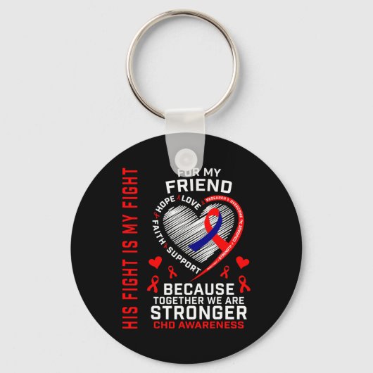 Porte-clés Red Son combat est mon ami de combat Chd Awareness (Recto)
