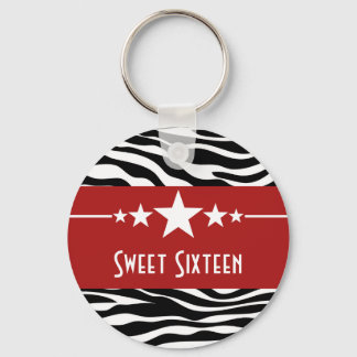 Porte-clés Red Stars Zebra Print Sweet 16 Porte - clé