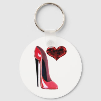 Porte-clés Red Stiletto Shoe et 3D Heart design