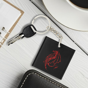 Porte-clés Red Tribal Dragon Black Business Logo
